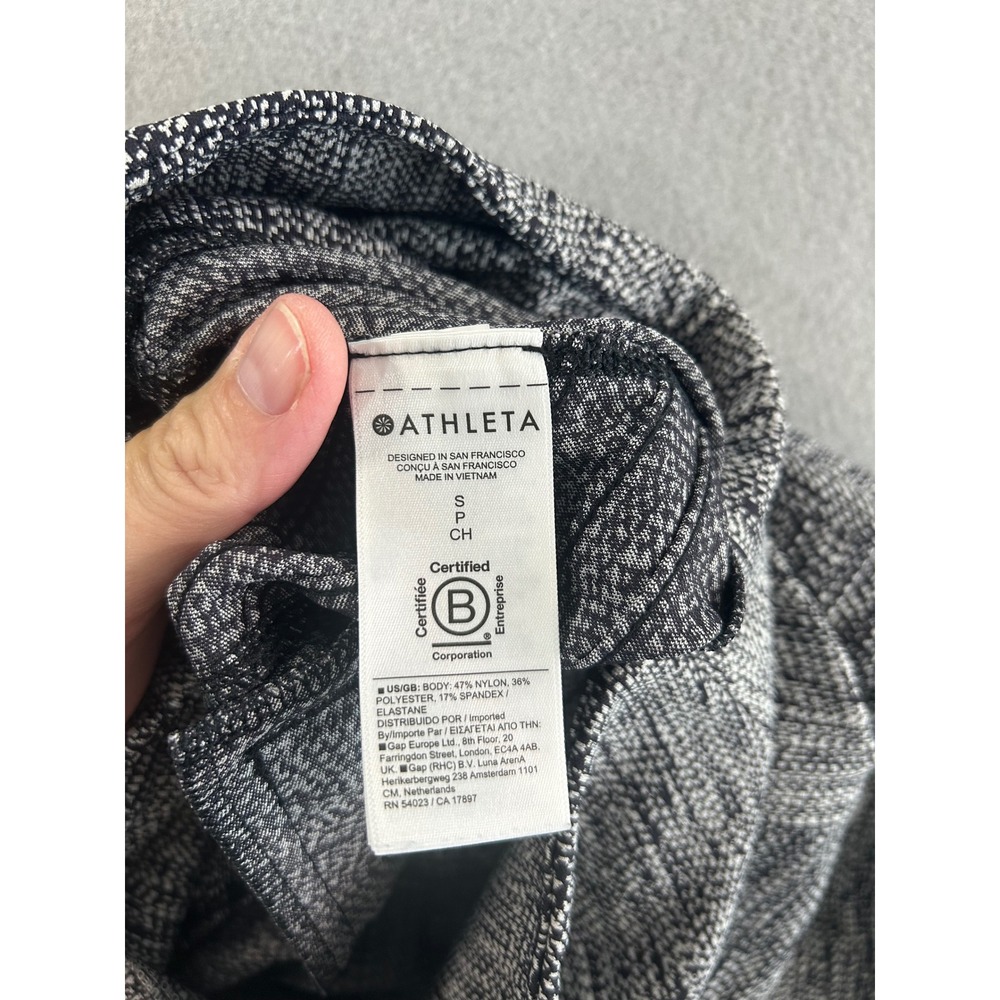 Athleta Delancey Textured Moto Tight Womens S Black White High Rise Leggings Gym - Picture 6 of 7